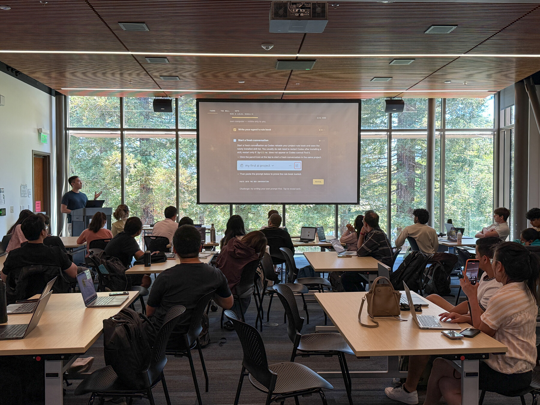 AI Builder 101 participants following the workshop portal at Cupertino Library.